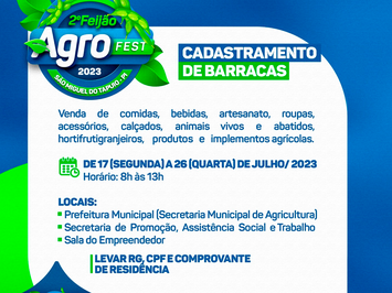 Cadastramento de barracas do 2º Feijão Agro Fest