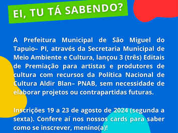 Editais de Premiação para artistas e produtores de cultura